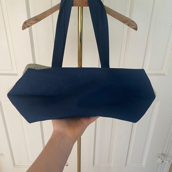 Vineyard Vines Navy Blue Green Canvas Tote Bag - Picture 7 of 8